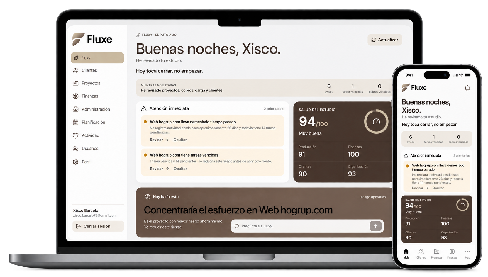 Fluxe dashboard